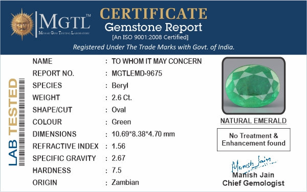 Emerald (Panna) - 2.60 Carats