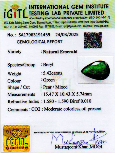 Emerald - 5.42 Carats (Panna - 5.91 Ratti)