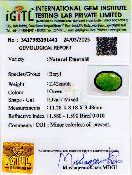 Emerald (Panna) - 2.42 Carats
