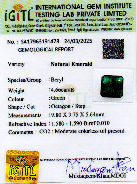 Emerald (Panna) - 4.66 Carats
