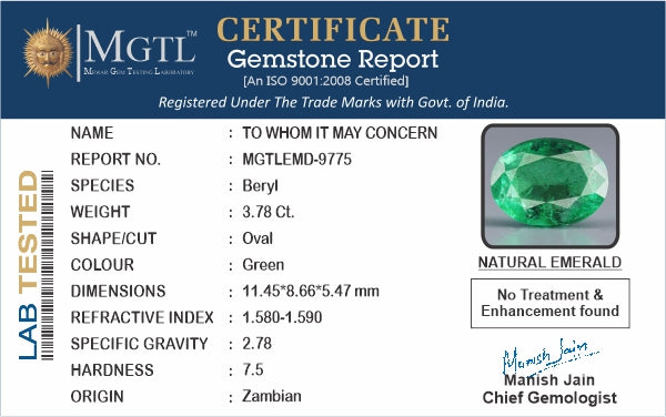 Emerald (Panna) - 3.78 Carats