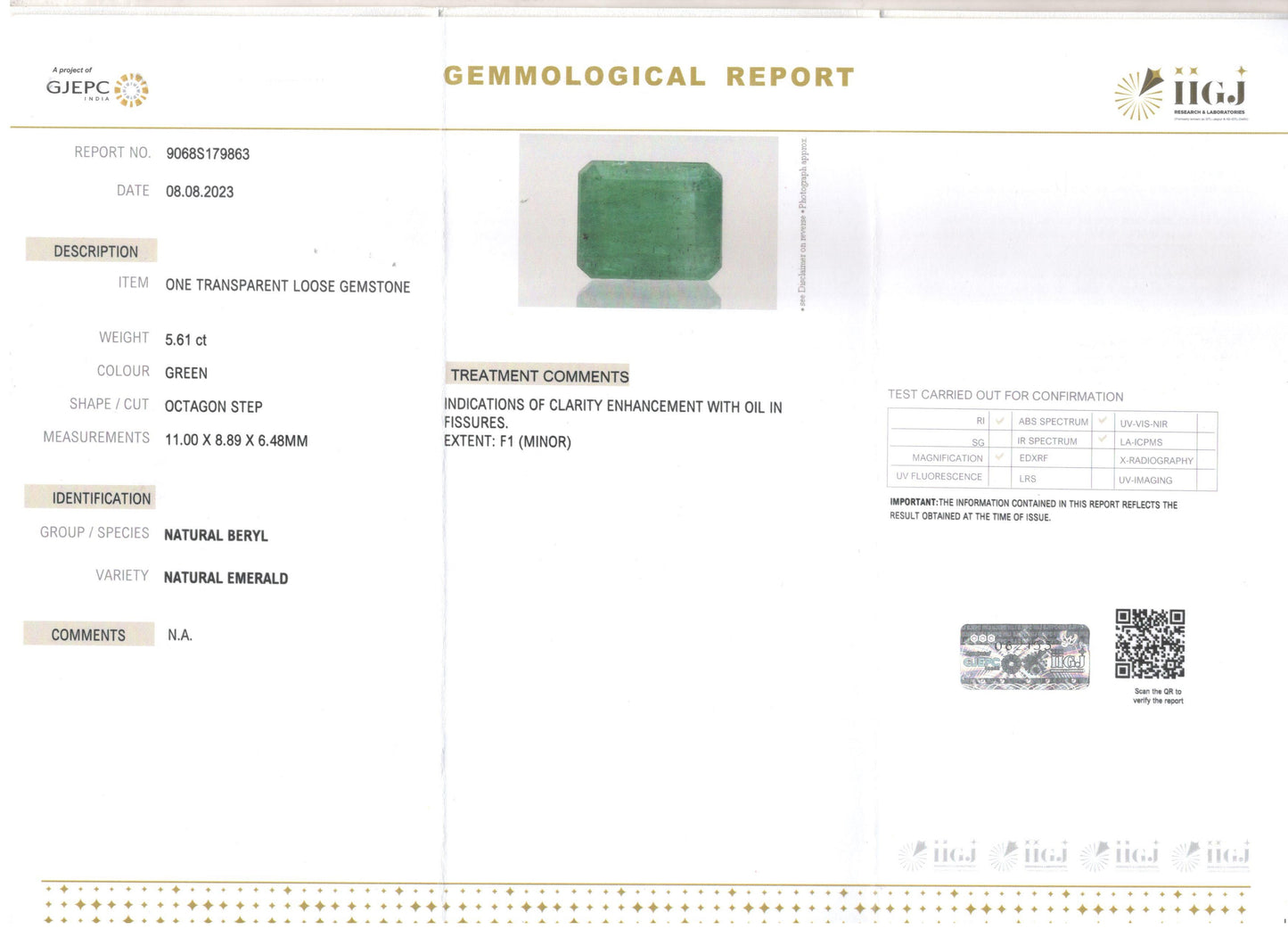 Emerald (Panna) - 5.61 Carats