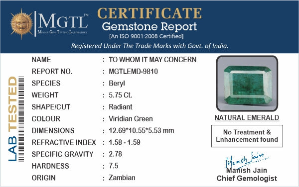 Emerald (Panna) - 5.75 Carats