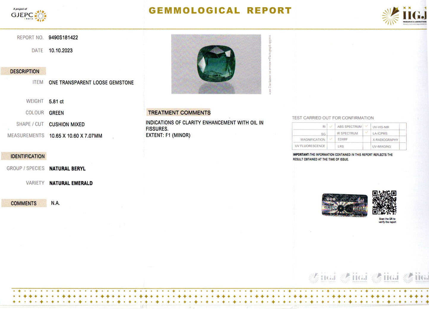 Emerald (Panna) - 5.81 Carats
