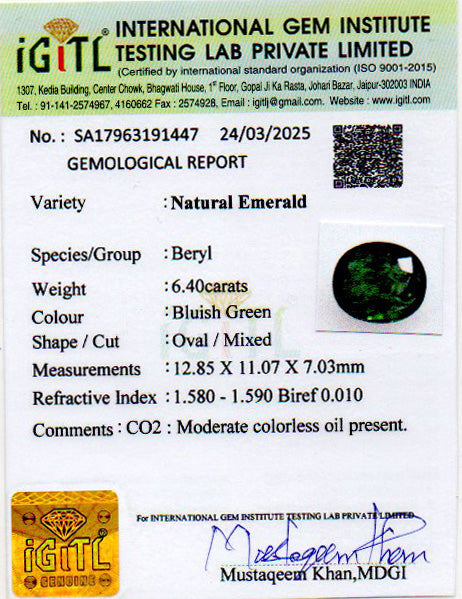 Emerald (Panna) - 6.40 Carats