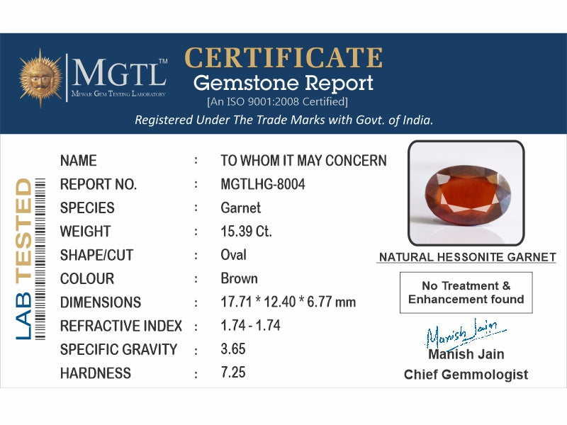 Hessonite (Gomed) - 15.39 Carats