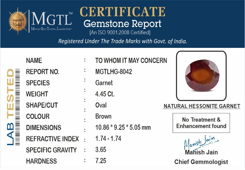 Hessonite (Gomed) - 4.45 Carats