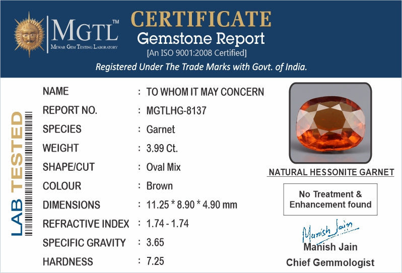 Hessonite (Gomed) - 3.99 Carats