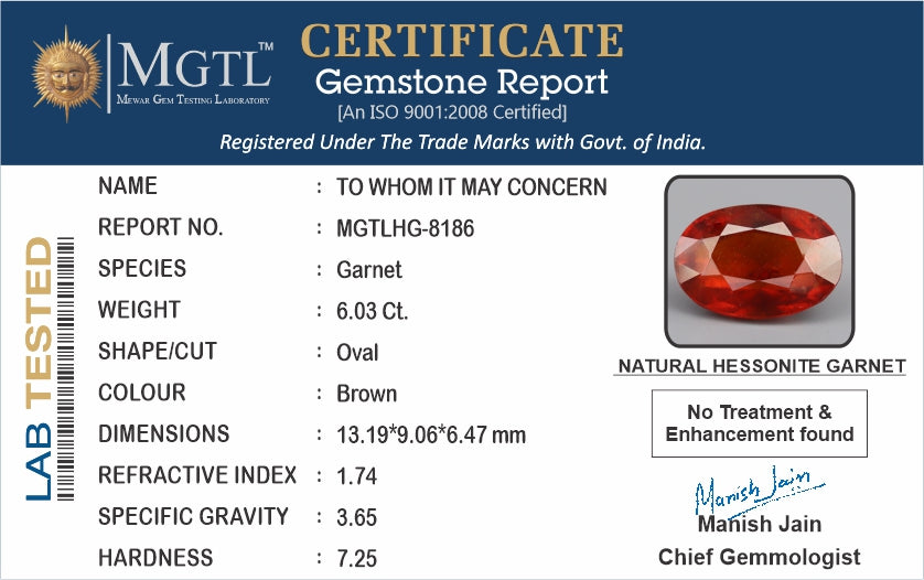 Hessonite (Gomed) - 6.03 Carats