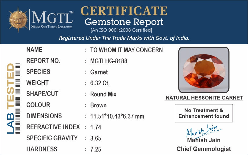 Hessonite (Gomed) - 6.32 Carats