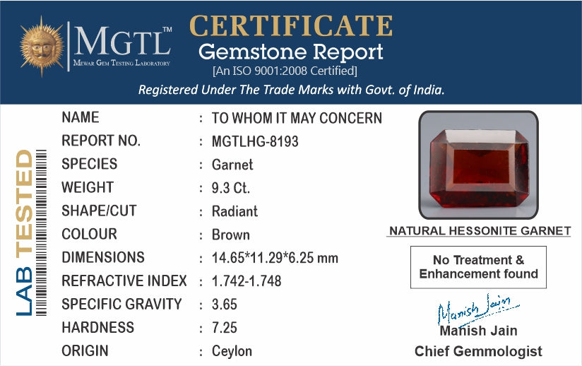 Hessonite (Gomed) - 9.30 Carats
