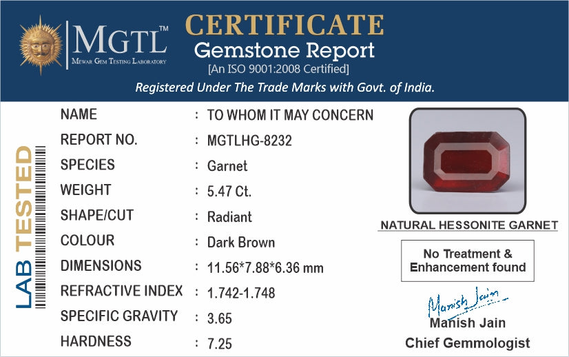 Hessonite (Gomed) - 5.47 Carats