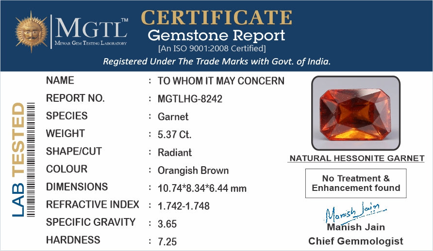 Hessonite (Gomed) - 5.37 Carats