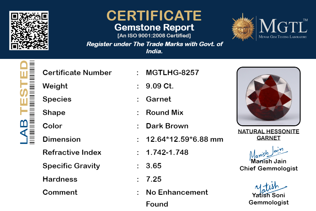 Hessonite (Gomed) - 9.09 Carats