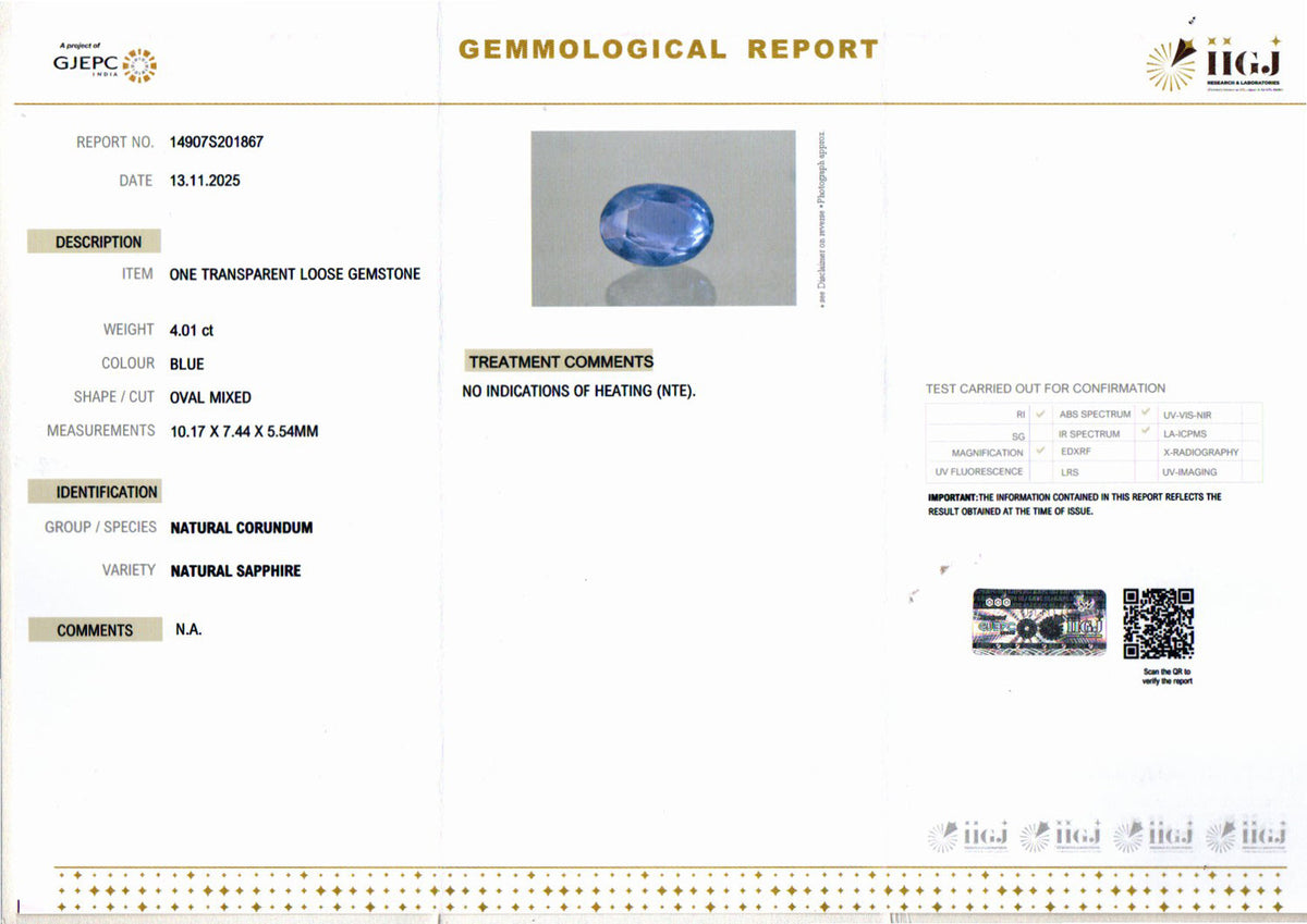 Blue Sapphire (Neelam) Gemstone - 4.01 Carats