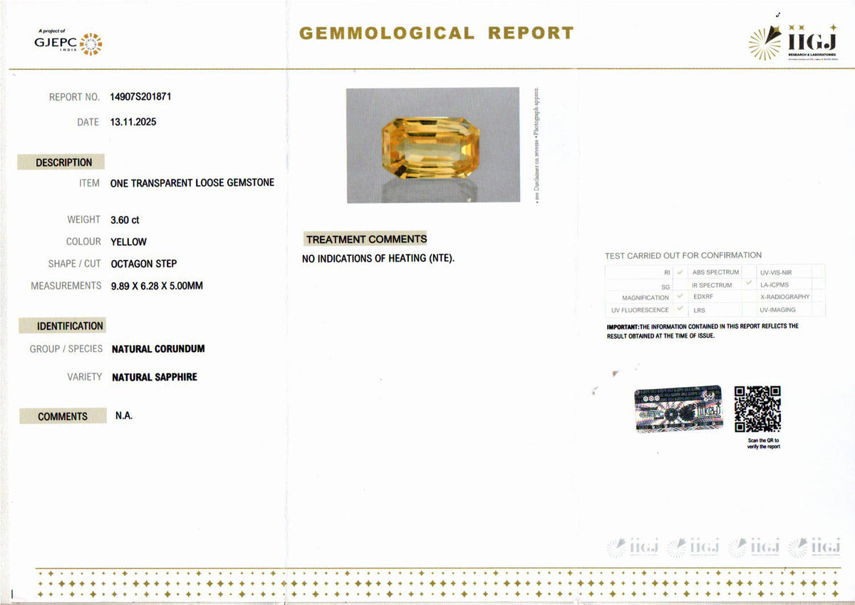 Yellow Sapphire (Pukhraj) Gemstone - 3.6 Carats