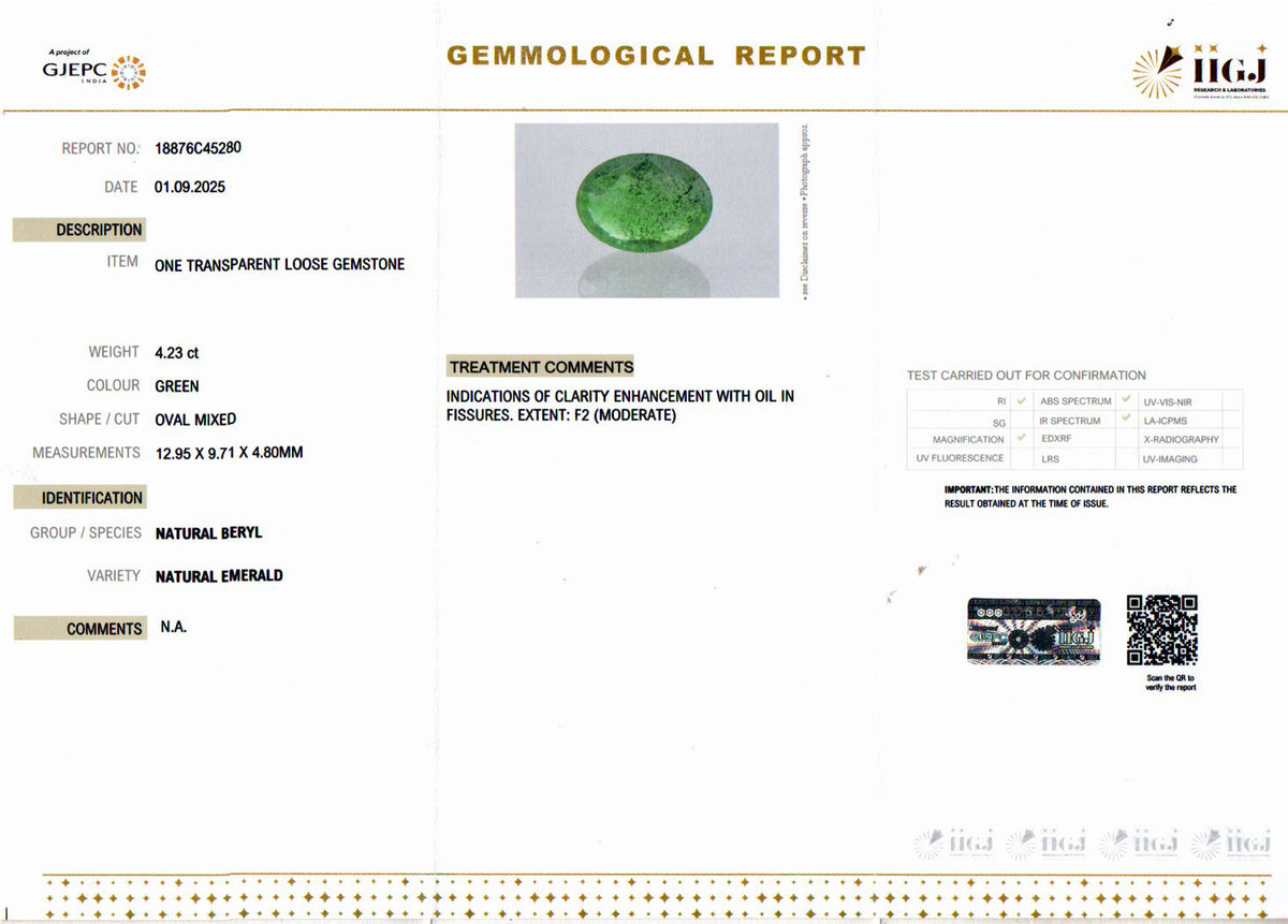 Emerald (Panna) Gemstone - 4.23 Carats
