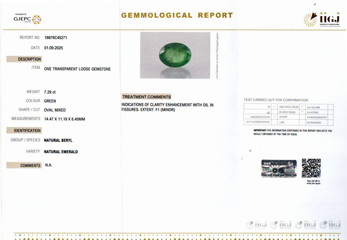 Emerald (Panna) Gemstone - 7.29 Carats