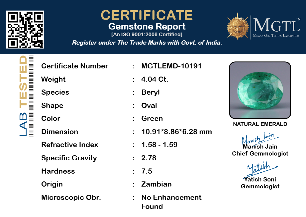 Emerald (Panna) Gemstone - 4.04 Carats
