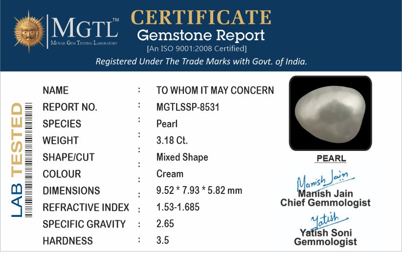 Keshi Pearl - 3.18 Carats (Moti - 3.47 Ratti)