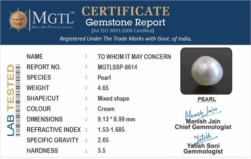 Keshi Pearl - 4.65 Carats (Moti - 5.07 Ratti)