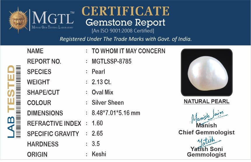 Keshi Pearl - 2.13 Carats (Moti - 2.32 Ratti)