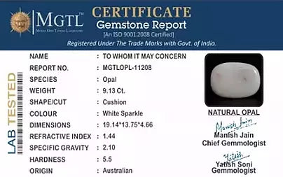 Opal - 9.13 Carats (Dudhiya Pathar - 9.95 Ratti)