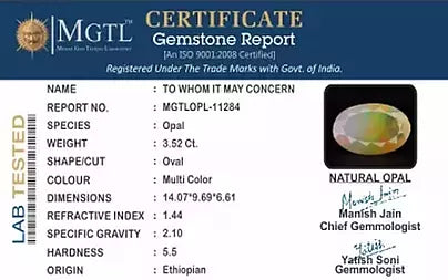 Fire Opal - 3.52 Carats (Dudhiya Pathar - 3.84 Ratti)