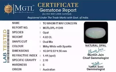 Opal - 4.82 Carats (Dudhiya Pathar - 5.25 Ratti)