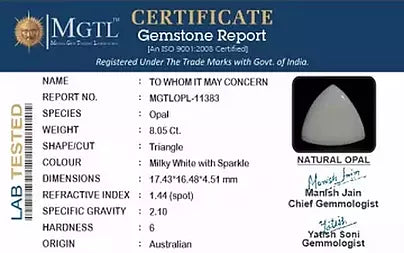 Opal - 8.05 Carats (Dudhiya Pathar - 8.77 Ratti)
