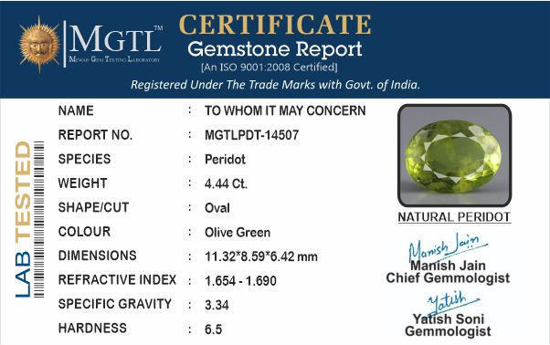 Peridot - 4.44 Carats