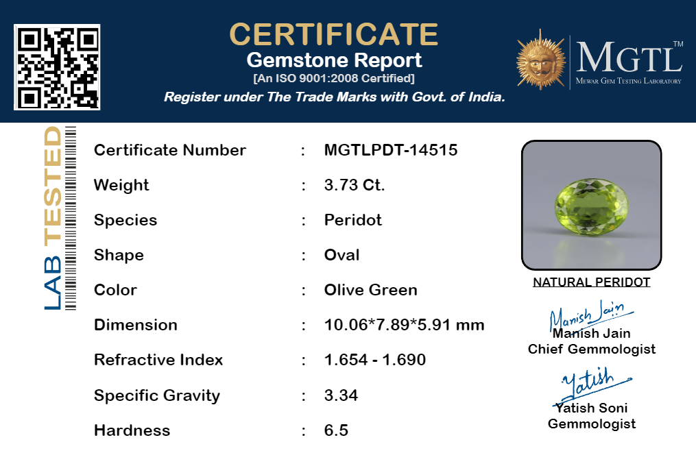 Peridot - 3.73 Carats