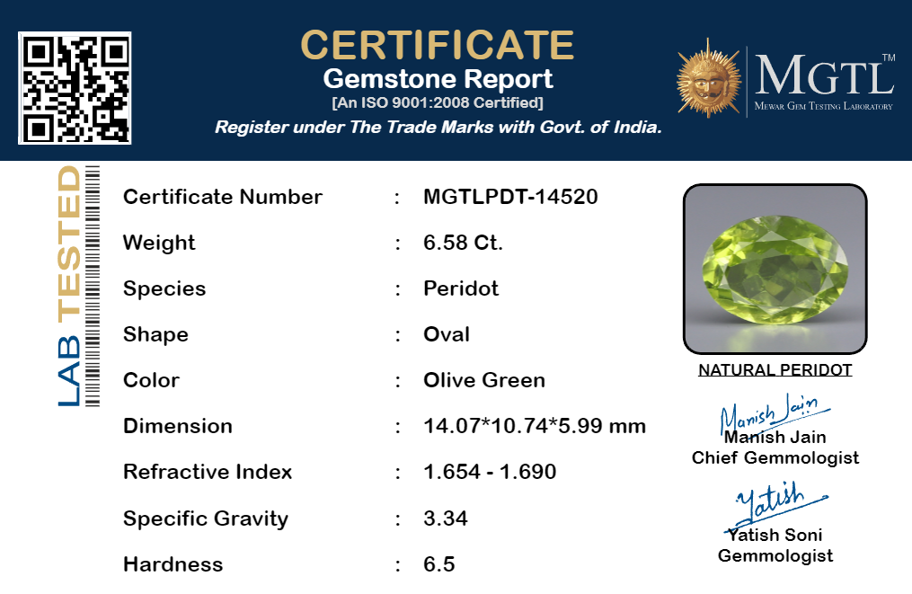 Peridot - 6.58 Carats