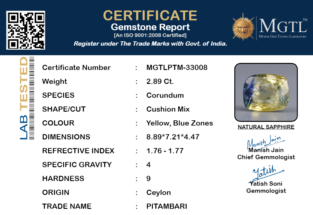 Pitambari ( Neelambari ) - 2.89 Carats