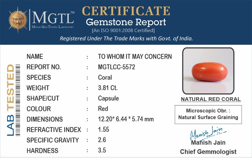 Red Coral (Moonga) - 3.81 Carats