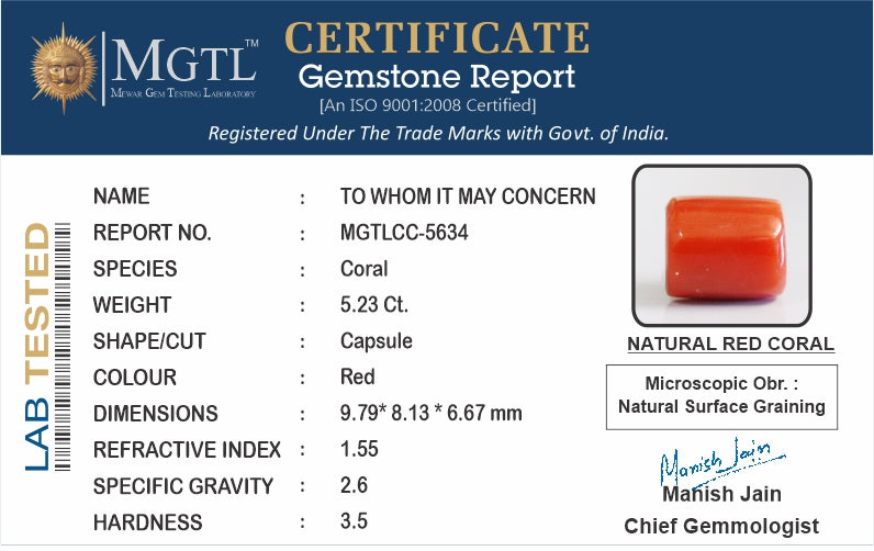 Red Coral (Moonga) - 5.23 Carats