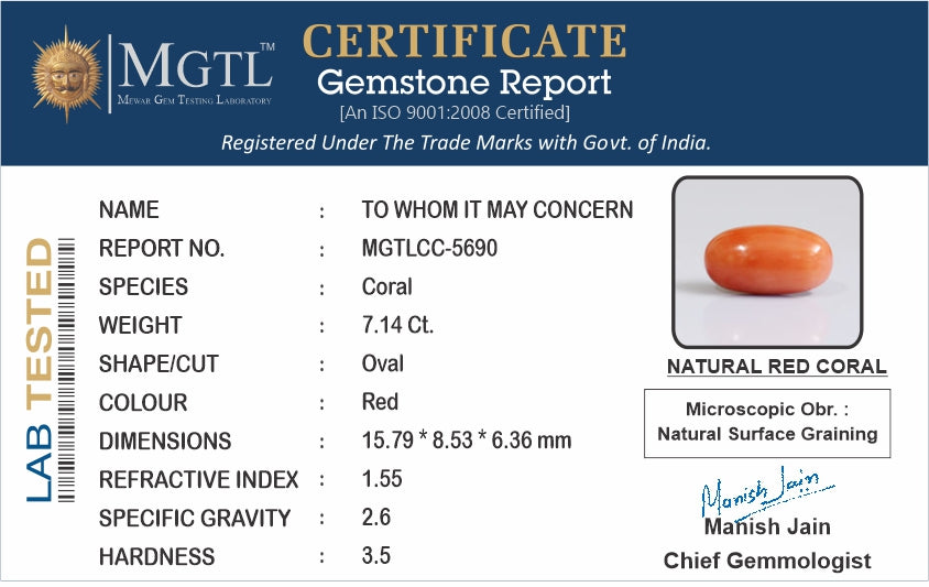 Red Coral (Moonga) - 7.14 Carats