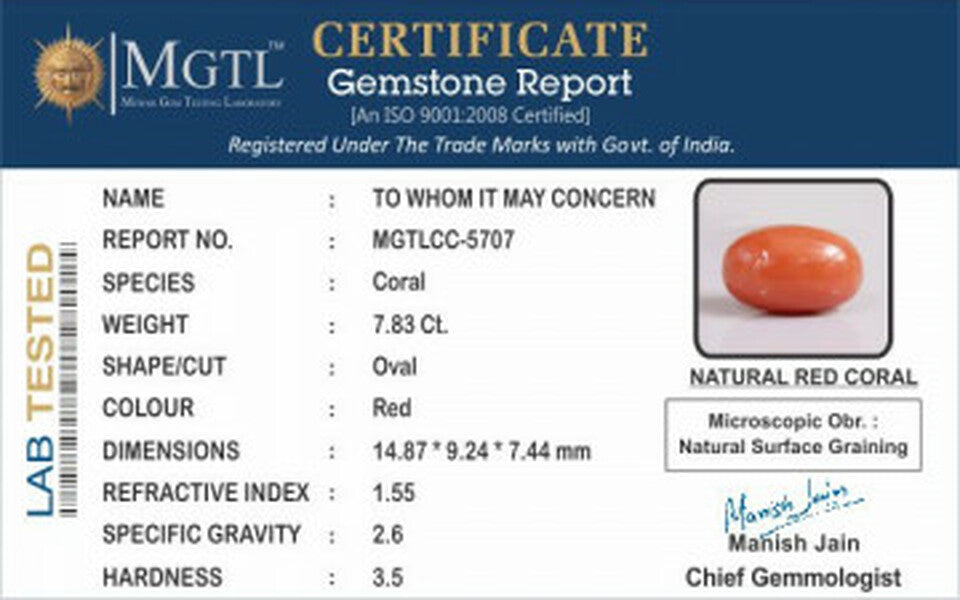 Red Coral (Moonga) - 8.53 Carats