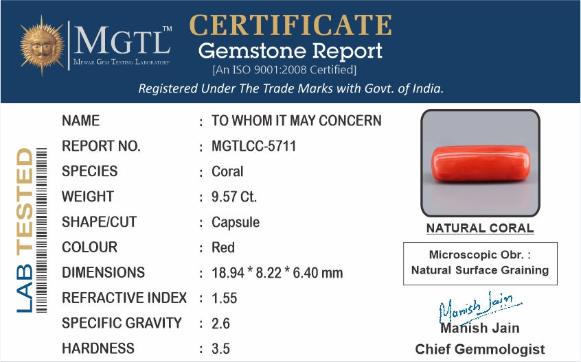 Red Coral (Moonga) - 9.57 Carats