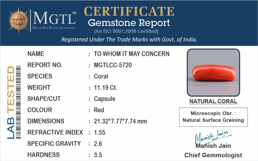 Red Coral (Moonga) - 11.19 Carats