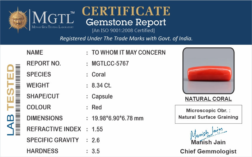 Red Coral (Moonga) - 8.34 Carats