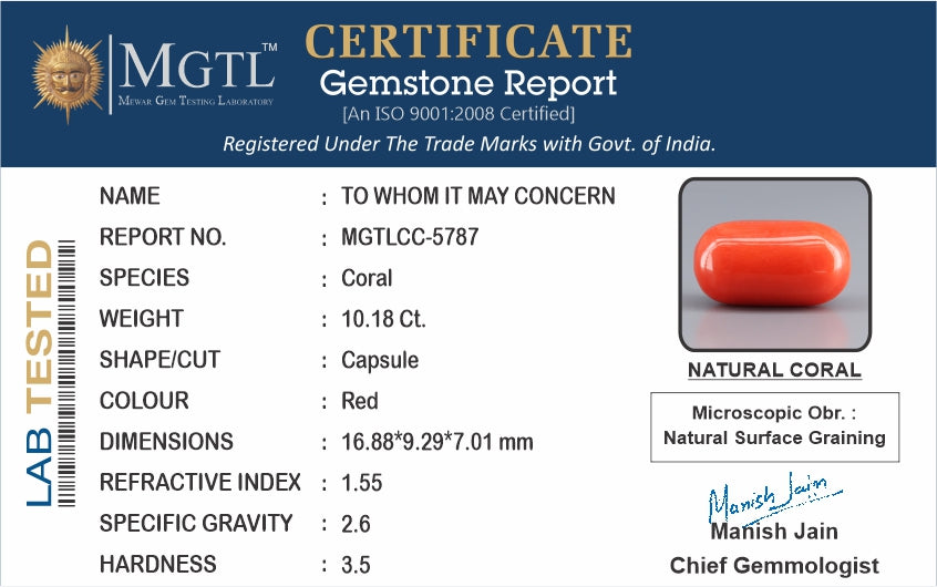 Red Coral (Moonga) - 10.18 Carats
