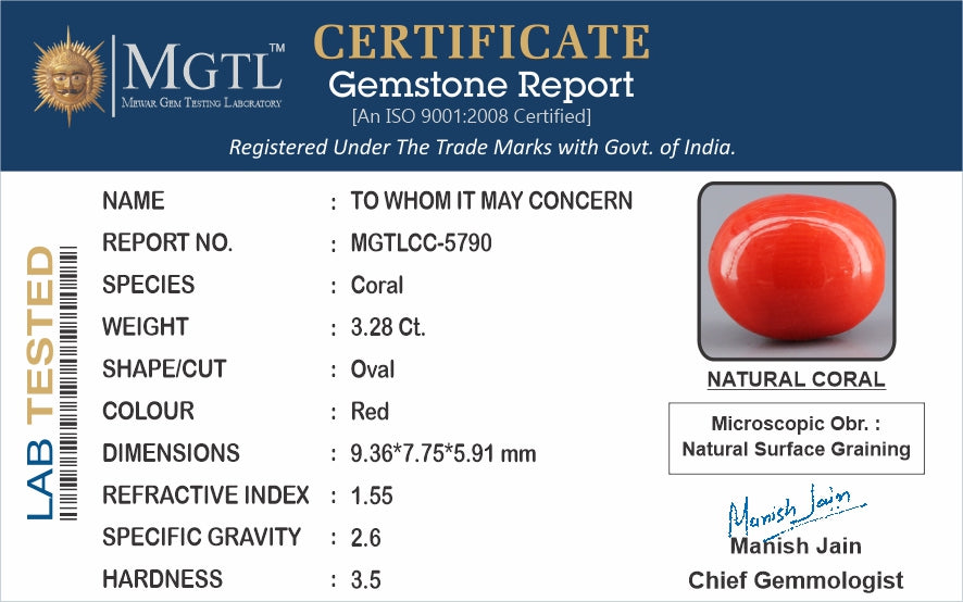 Red Coral (Moonga) - 3.28 Carats