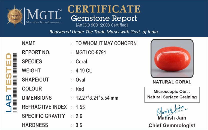 Red Coral (Moonga) - 4.19 Carats