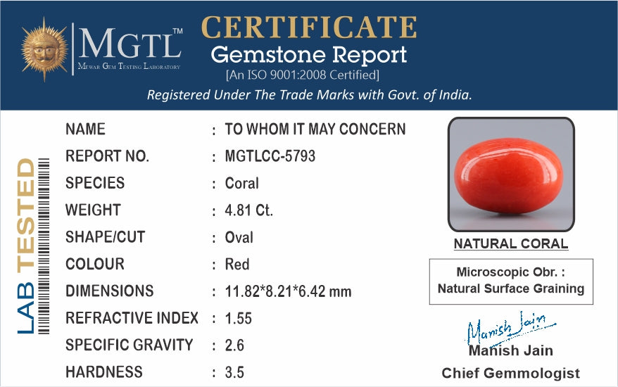 Red Coral (Moonga) - 4.81 Carats