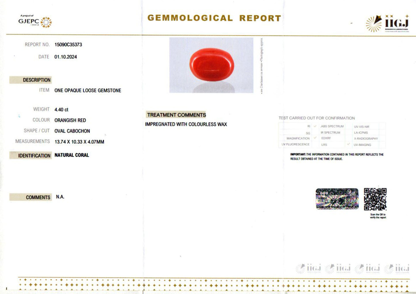 Red Coral (Moonga) - 4.40 Carats