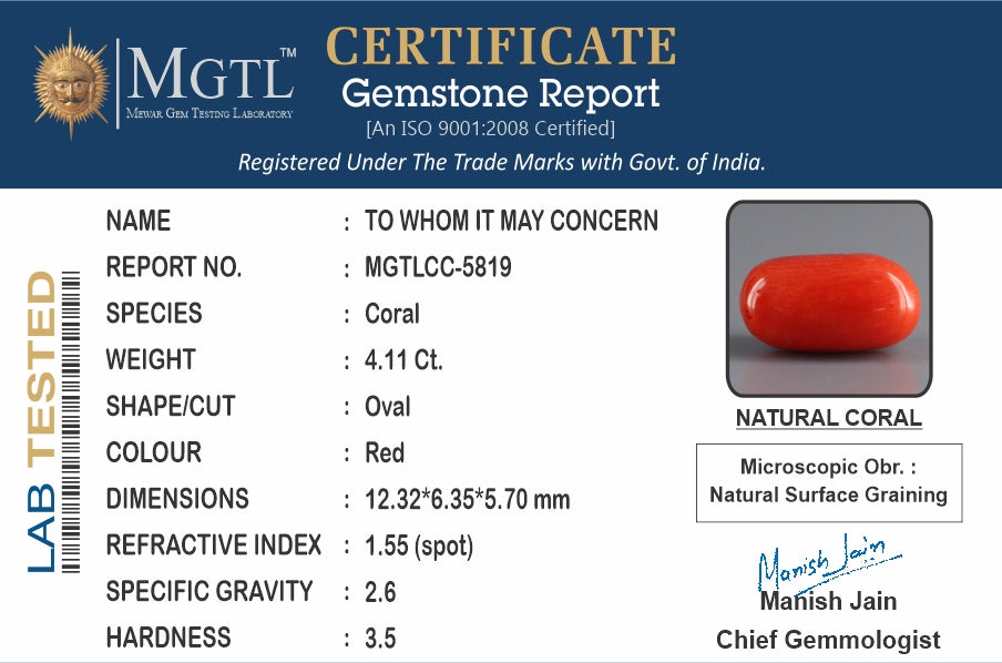 Red Coral (Moonga) - 4.11 Carats