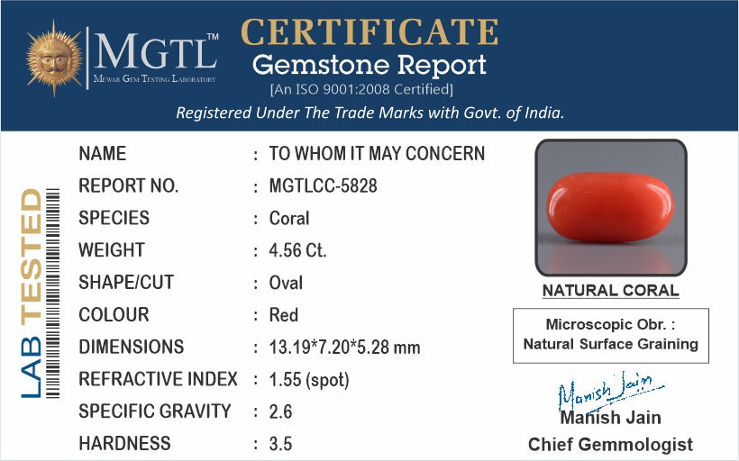 Red Coral (Moonga) - 4.56 Carats