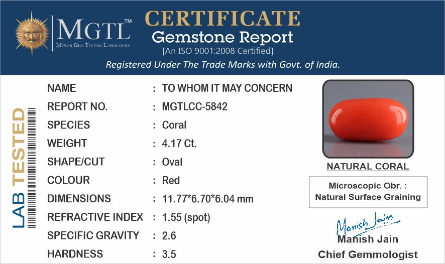 Red Coral (Moonga) - 4.17 Carats
