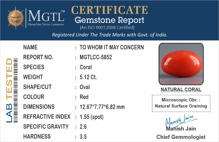 Red Coral (Moonga) - 5.12 Carats